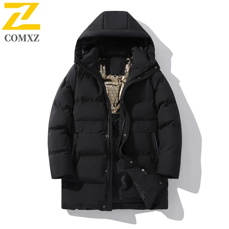 معطف COMXZ Premium المطر كاجوال للعمل مبطن بالقطن معطف فضفاض متوسط الطول مناسب للعمل والترفيه سترة شتوية خفيفة الوزن