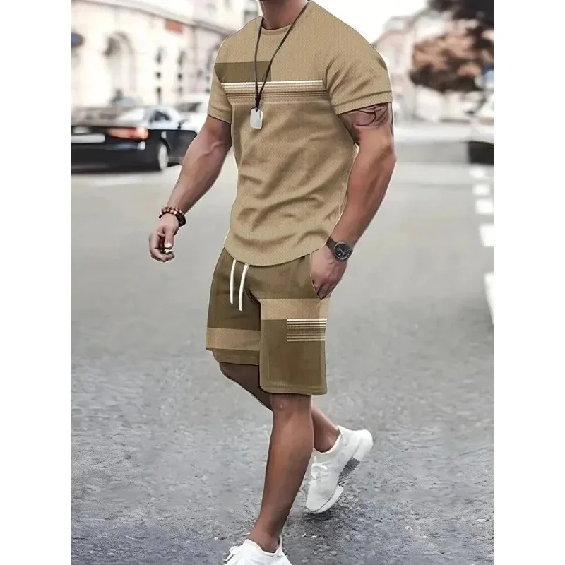 3D Digital Printed Men\'s Set Basketball Badminton Outdoor Sports Set Casual Simple Thin Fitness Suit Summer Hot Selling Item