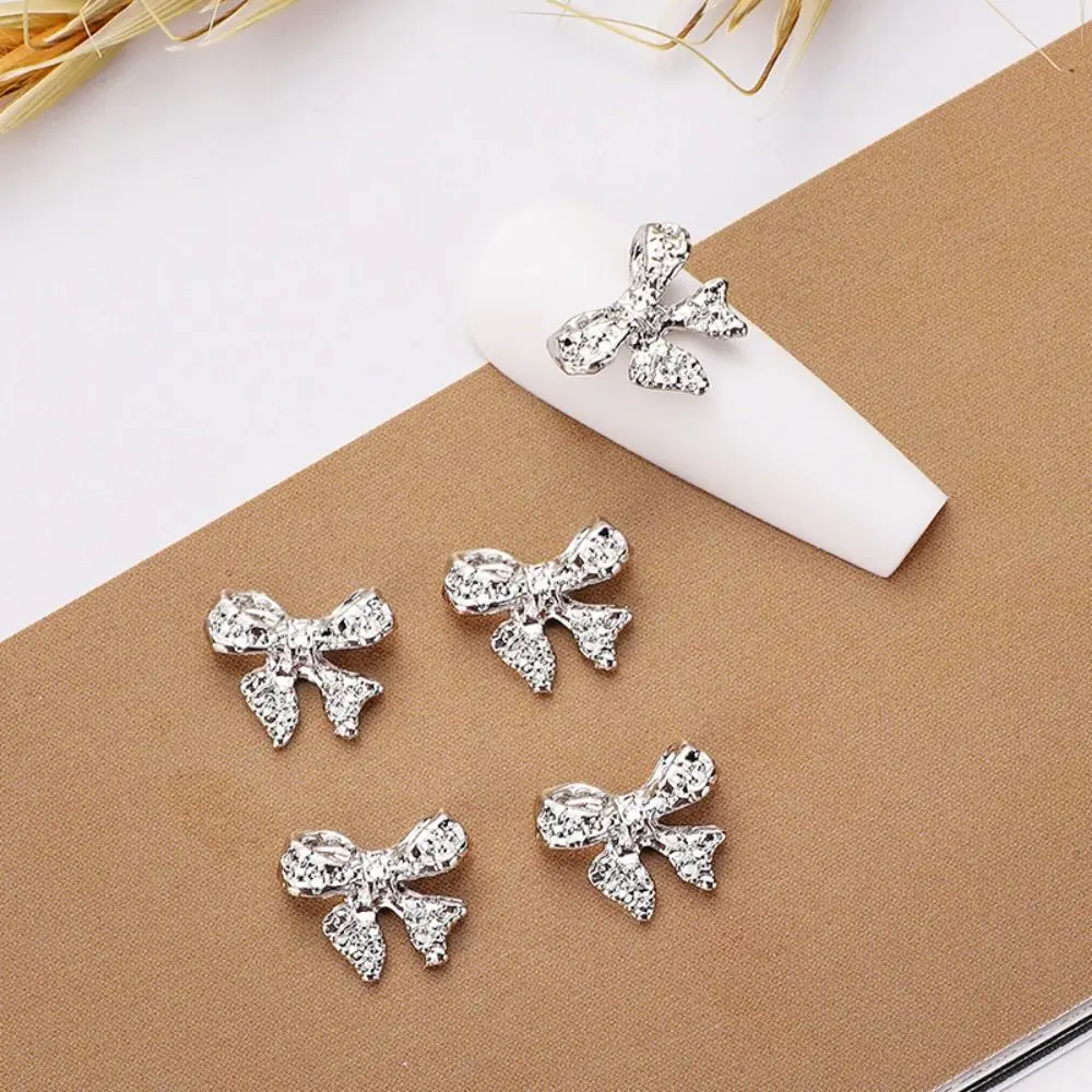 10pcs/bag Butterfly Nail Art Decoration 3D Silver Sweet Nail Rhinestone Crystal Ins Nail Art Ornament Women