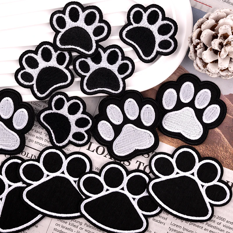 5pcs Dog Paw Embroidered Patches Iron On Patches Girls Boys Clothes Stickers Sewing Backpack Cute Cat Claw Badge Accessories