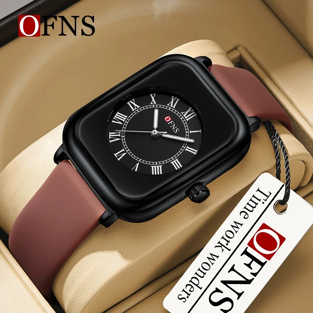 OFNS-Montre à quartz étanche pour femme, cuir véritable, cadran minimaliste, résistant à l'usure, décontracté et à la mode, tout neuf