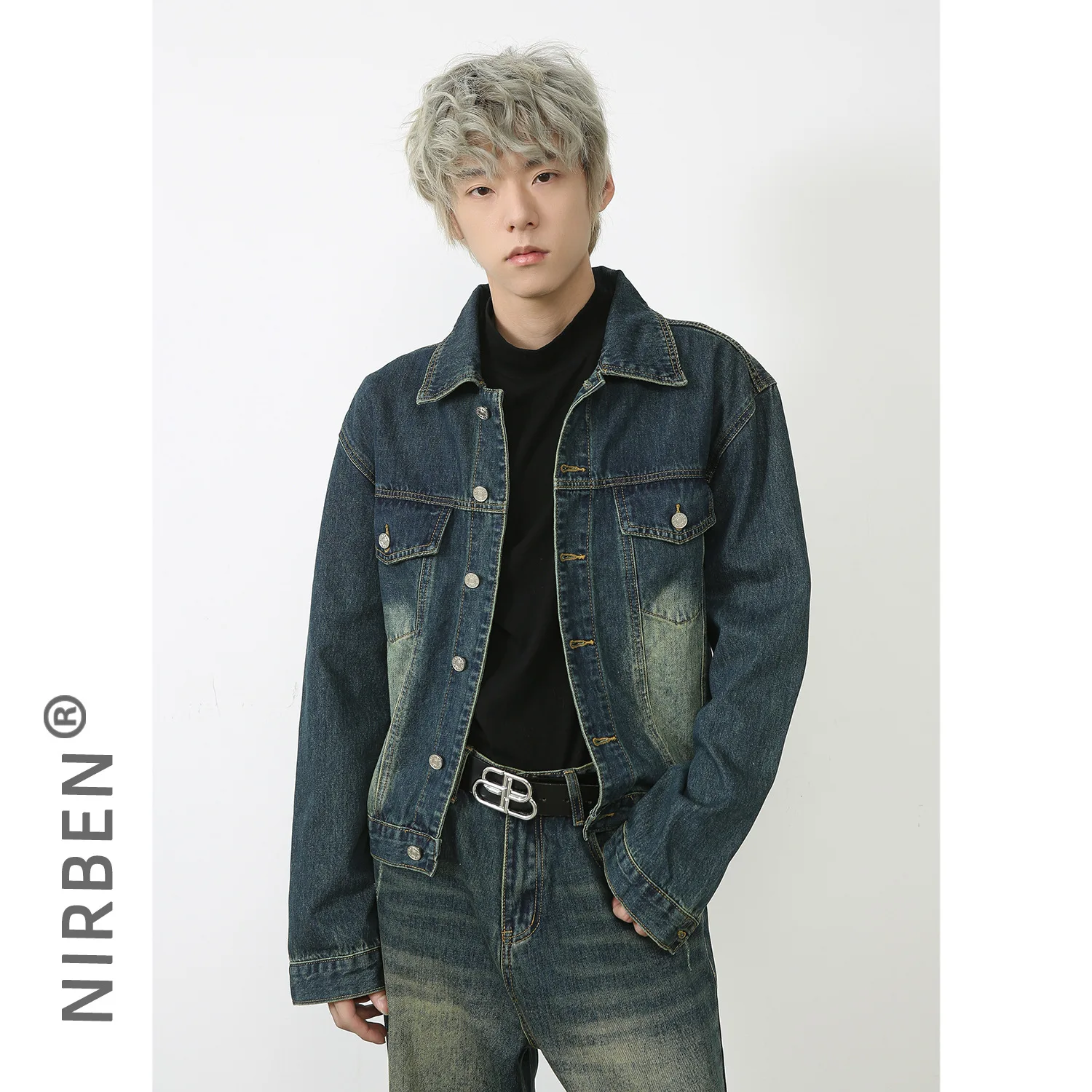 Denim Denim Jacket Men's High Street Casual Jacket Hong Kong Style Handsome Loose Tooling On Clothes