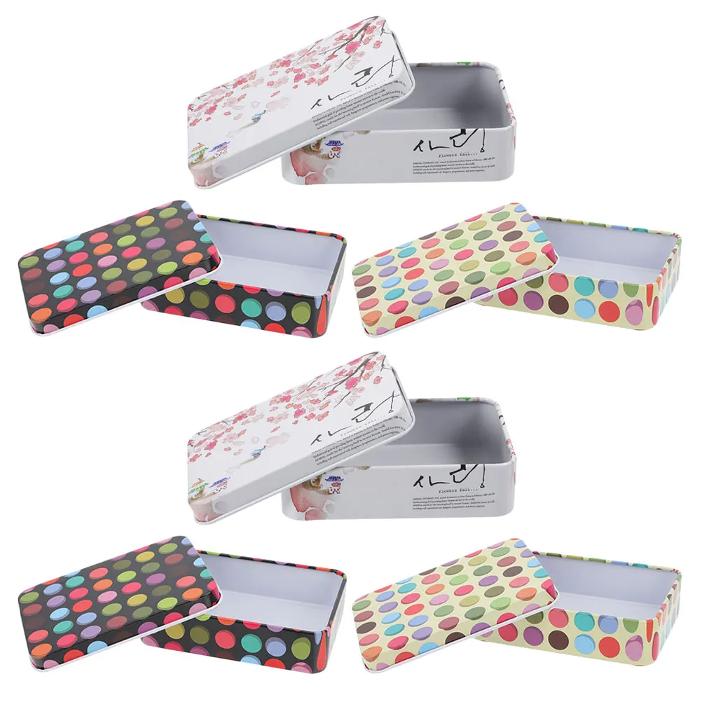 

6 Pcs Storage Box Tinplate Mini Boxes Small Containers with Lid Accessories Empty Rectangular Lids Metal Item Creative Cookie