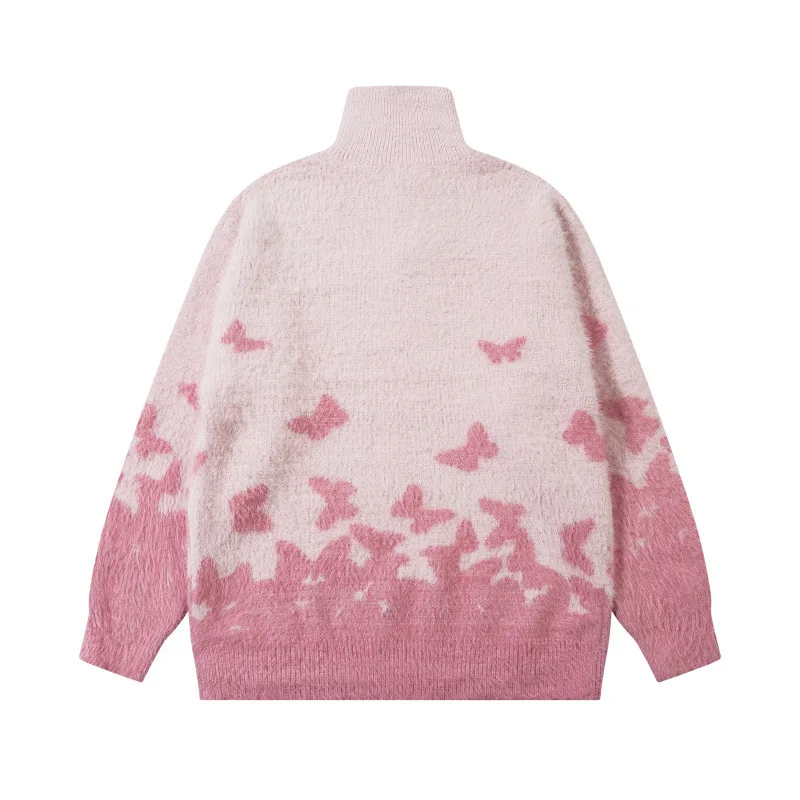 HKSH 2025 Herbst Winter Neue Mann der Amerikanischen Stil Gestrickte Pullover Trendy Lose Jacquard Halb-Reißverschluss Frauen Chic Ins trendy HK 10923