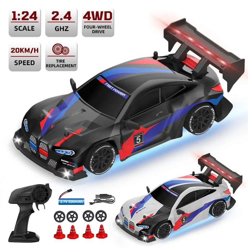 Samochód RC 4WD 1/24 zdalnie sterowany, radiowy 2.4G, szybki, do driftu, wyścigowy, szybki truck RTR, zabawka, prezent dla dzieci.