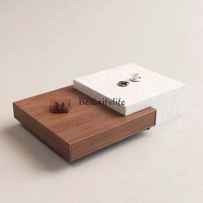 FG4003 Italian minimalist living room natural marble telescopic simple household small apartment coffee table
