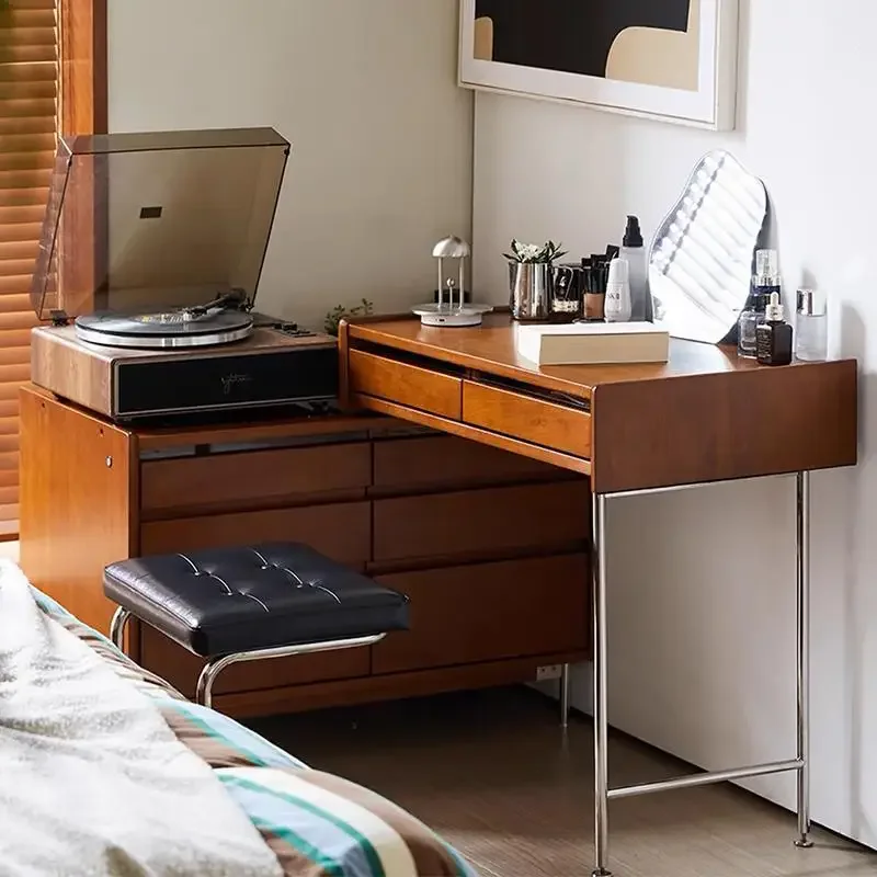 

Simple Nordic Wood Vanity Table Storage Aesthetic Adult Drawers Makeup Desk Dressers Bedroom Girl Penteadeira Bedroom Furniture