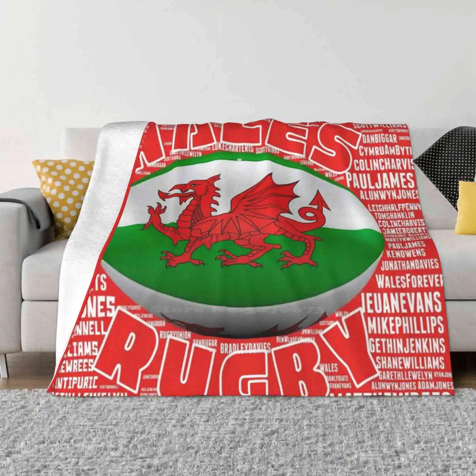 Legends New Arrival Fashion Leisure Warm Flannel Blanket Sport Six Nations Welsh Dragon Rugby Legends Cymru Am Byth Land Of My