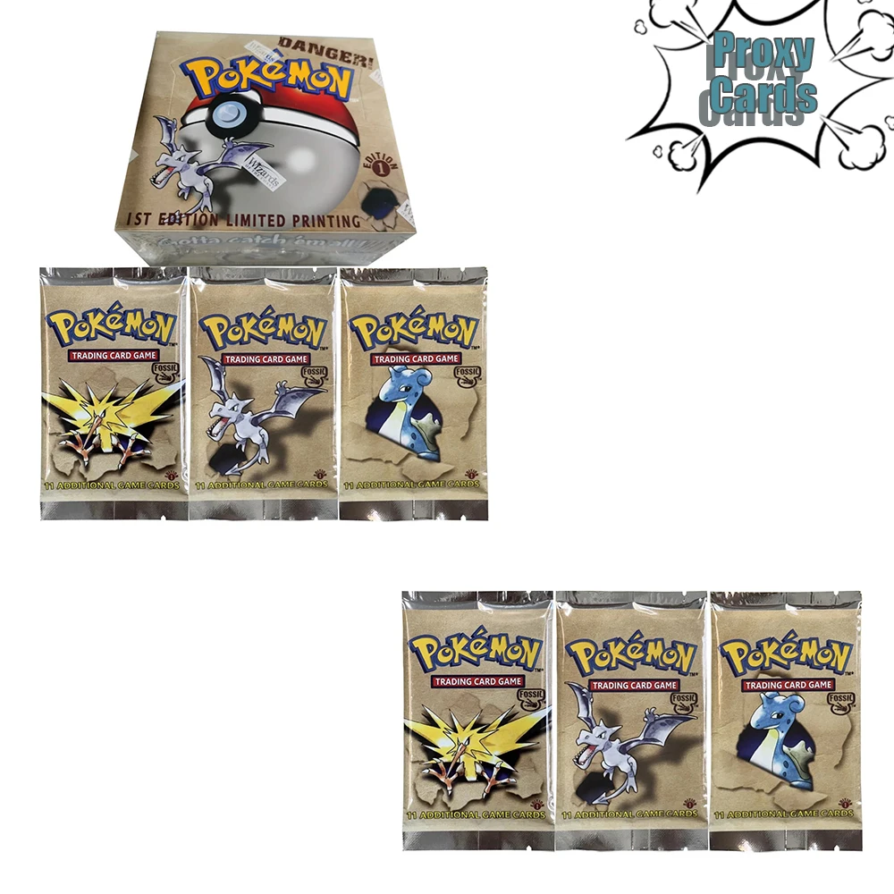 Pokémon TCG Cards 1st Edition Fossil Booster Foil 36 Packs PKM Proxy Card Trading Game Card Board Game Whole Set Collection Card