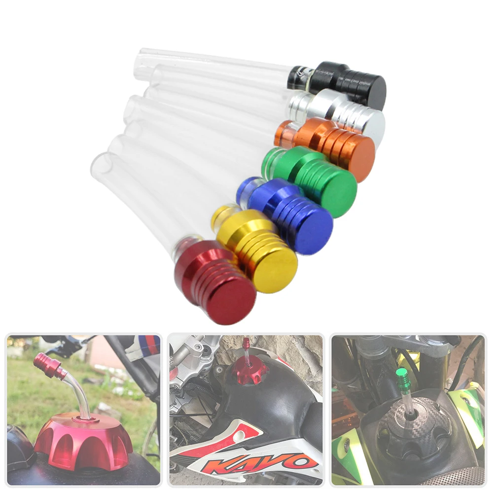 2 Pcs Universal Motorcycle Gas Fuel Tank Cap Single Way Valves Vent Breather Hoses Tubes For Motocross Dirt Pit Bike Quad ATV