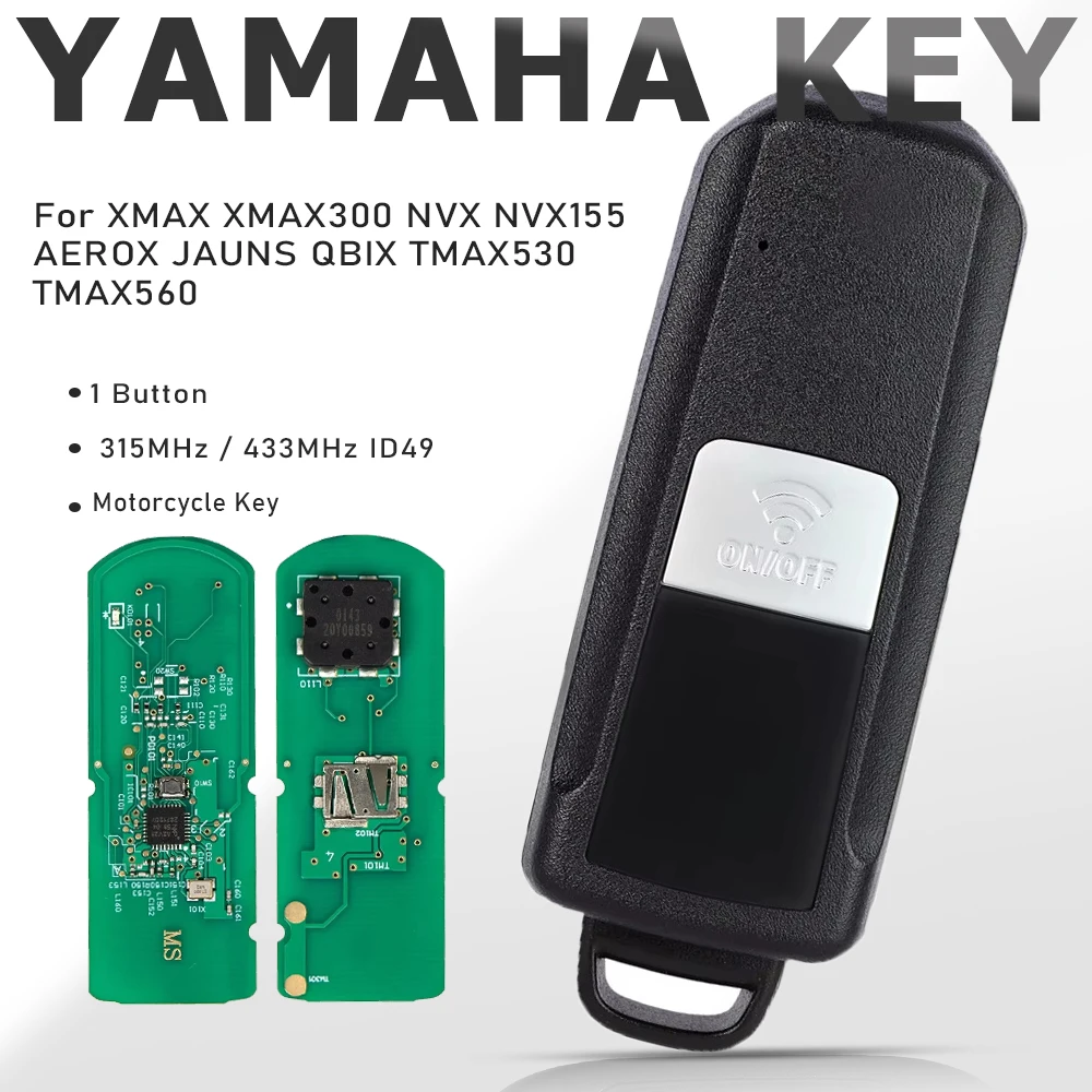 KEYECU for YAMAHA XMAX XMAX300 NVX NVX155 AEROX JAUNS QBIX TMAX530 TMAX560 Motorcycle Remote Key 315MHz / 433MHz ID49 Chip Fob