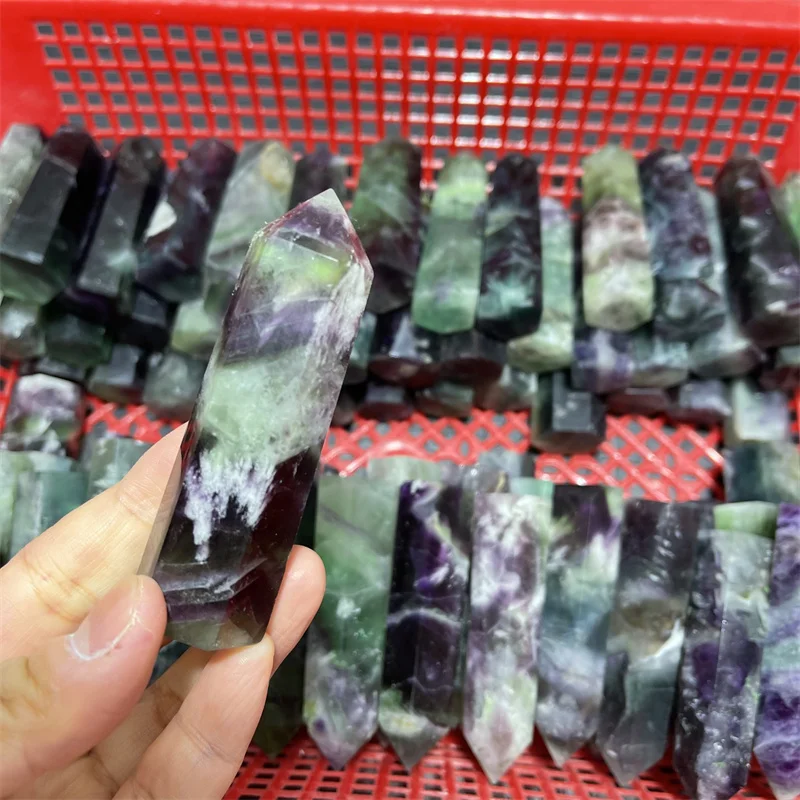 2.2LB Natural rainbow snowflake fluorite crystal point healing stone crystal wand snowflake fluorite crystal point
