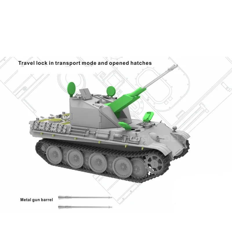 Vespid model  1/72 VS720013 Black Panther G 37mm anti-aircraft tank project code 341-assembly Scale Model Kit