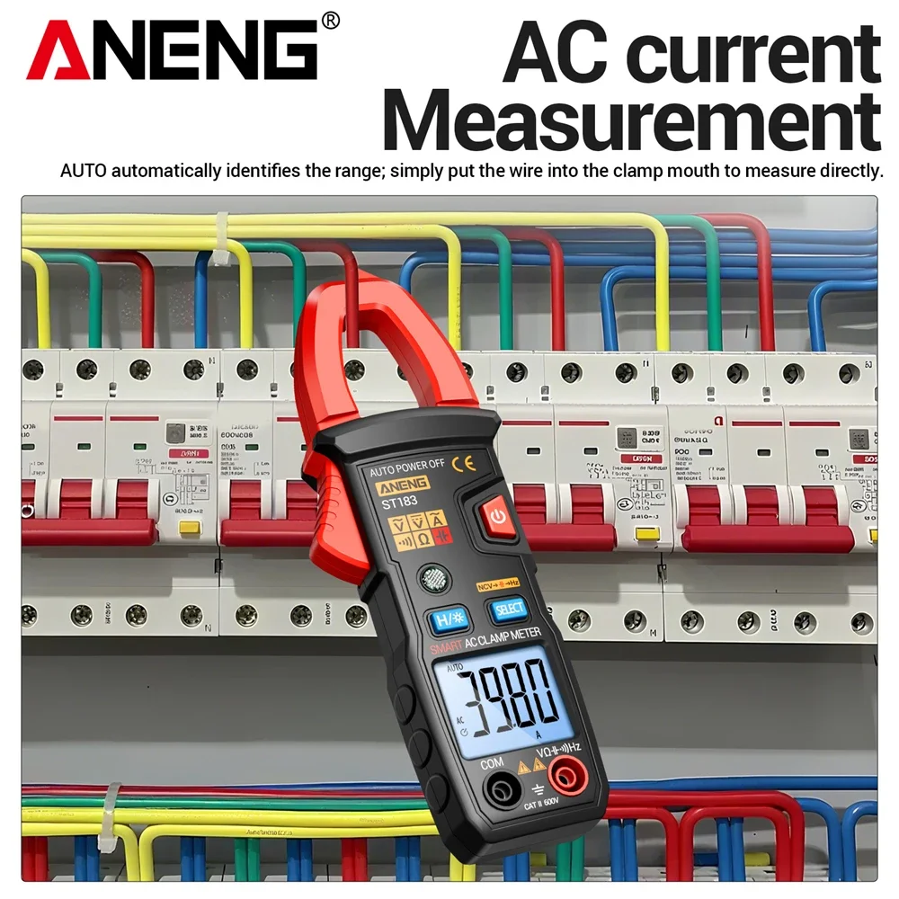 ANENG ST183 Clamp Meter AC Current 6000 Counts True RMS AC Voltage Tester Hz Capacitance NCV Ohm Test Tools