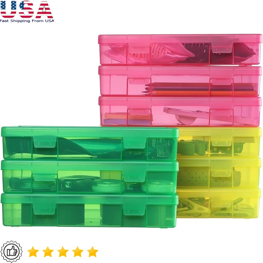 

9 Pack Clear Stackable Plastic Storage Containers with Lids Arts Crafts Toys Office Supplies Organization