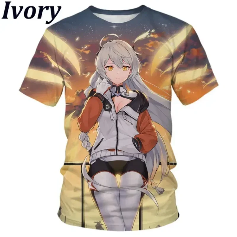 Game Honkai Impact Men Clothing 3D Print T-shirt Personalized Oversized T Shirt Harajuku Street Unisex Tops T-shirt for Men