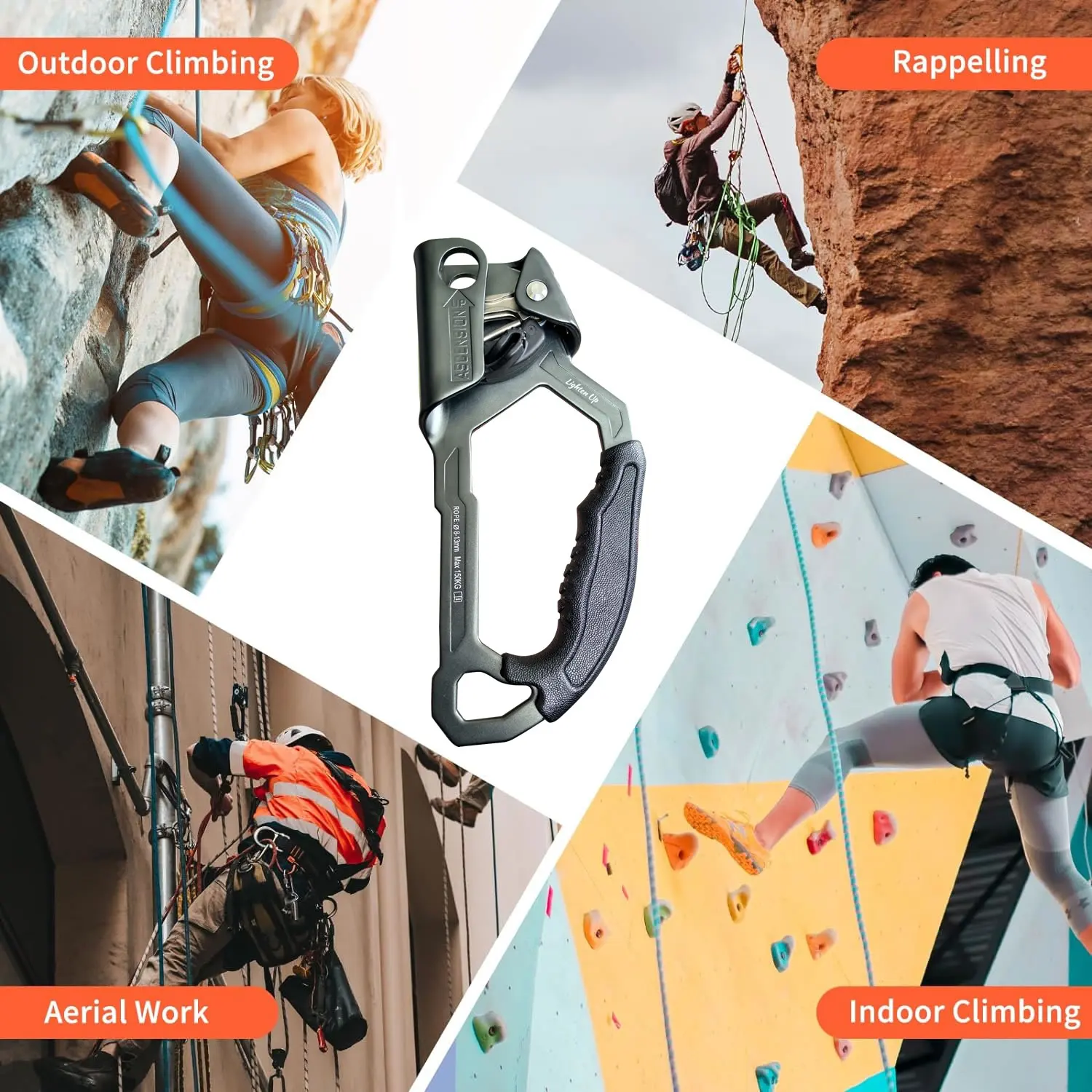 Professionelles SRT-Handsteiggerät für Outdoor-Klettern, Links- und Rechtshänder-Bergsteigergriff, Kletterseil-Werkzeuge – Detail 9