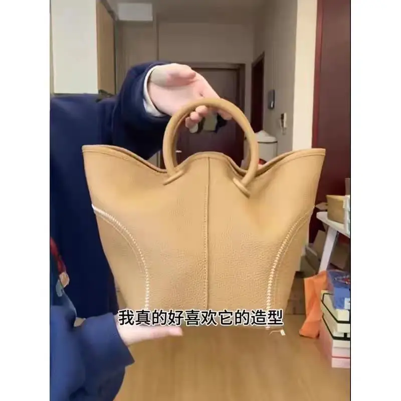 

Light Luxury Bags 2025 Summer Hand-held Vegetable Basket Bucket Bag Women Commuter Single-shoulder Bag Laid-back Style Package