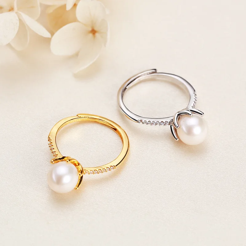 

Pearl jewelry wholesale freshwater pearl ring female crown styling elegant open ring cross-border fashion jewelry female