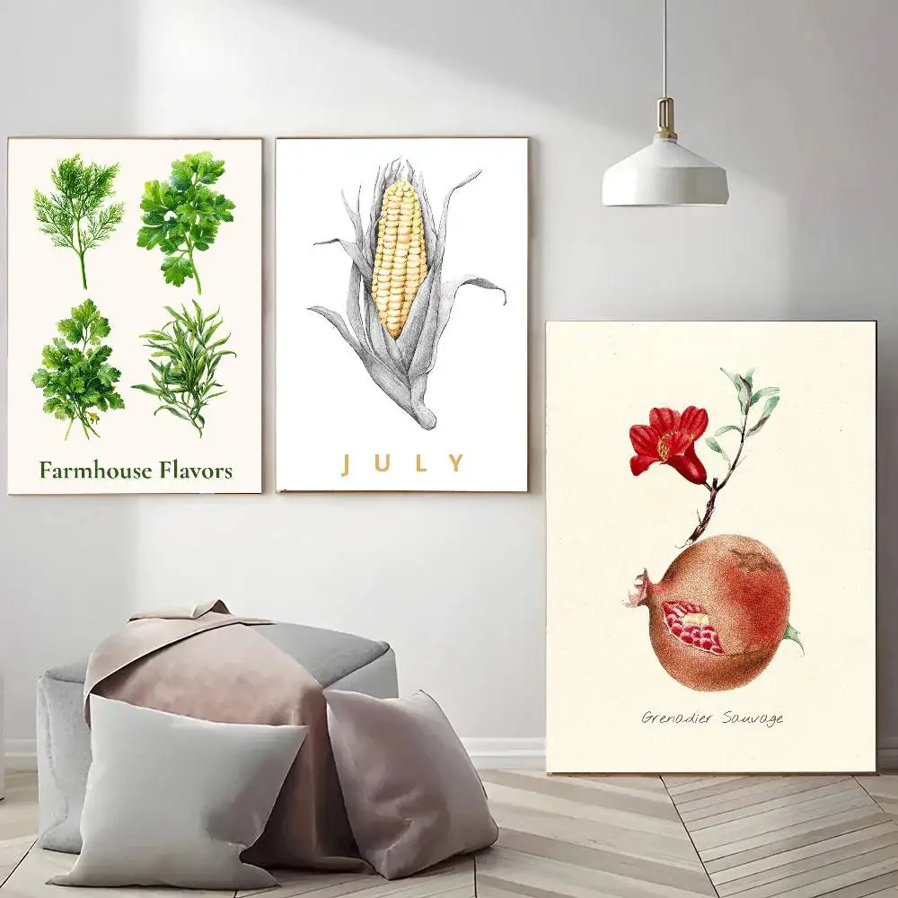 Vintage Vegetable Fruits Posters Living Room Bar Cafe Quality Canvas Vintage Style Comics Painting Art Home Wall Decor Picture
