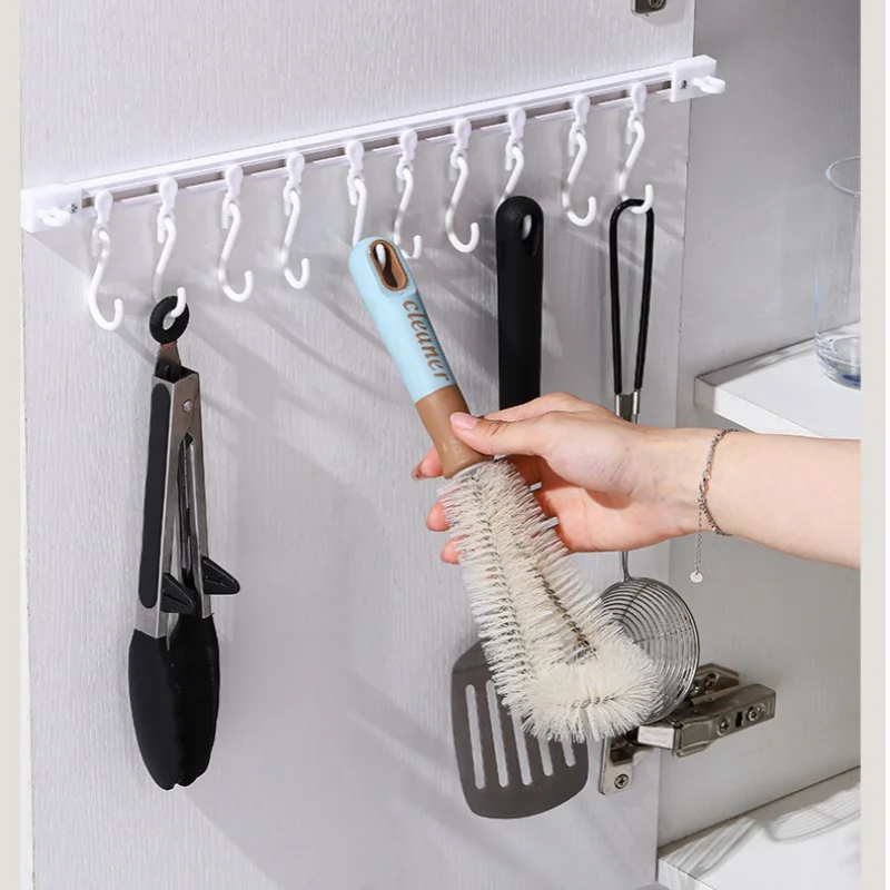 Kitchen Sink Hanger Cabinet Door Sliding Hook Self-adhesive Towel Holder Under Sink Organizer Bathroom Hook