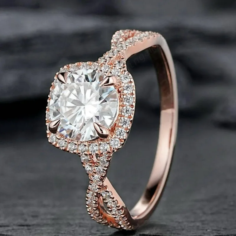 

European and American new fashionable square white zircon personality versatile luxury women's ring