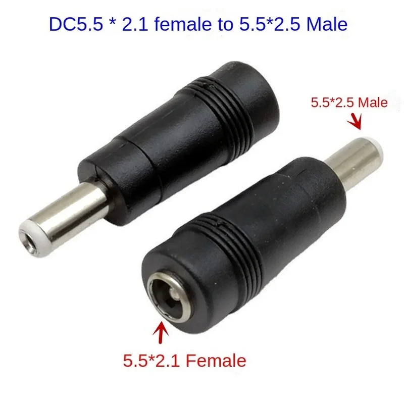 5.5X2.1 Mm kobieta do 5.5X2.5 Mm męskie złącze zasilania DC Adapter złącza laptopa 5.5*2.1 kobiecy męski 5.5*2.5