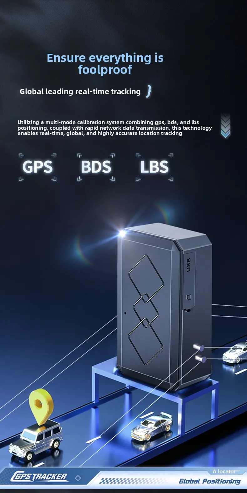 محدد موقع السيارة GPS جهاز مضاد للسرقة للسيارة، وضع الاستعداد الطويل للغاية، مغناطيسي قوي