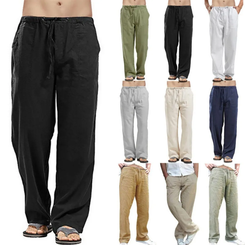 

Невидимые мужские брюки с открытой промежностью для уличного секса, европейская и американская мужская одежда, льняные повседневные брюки, экзотическая уличная одежда