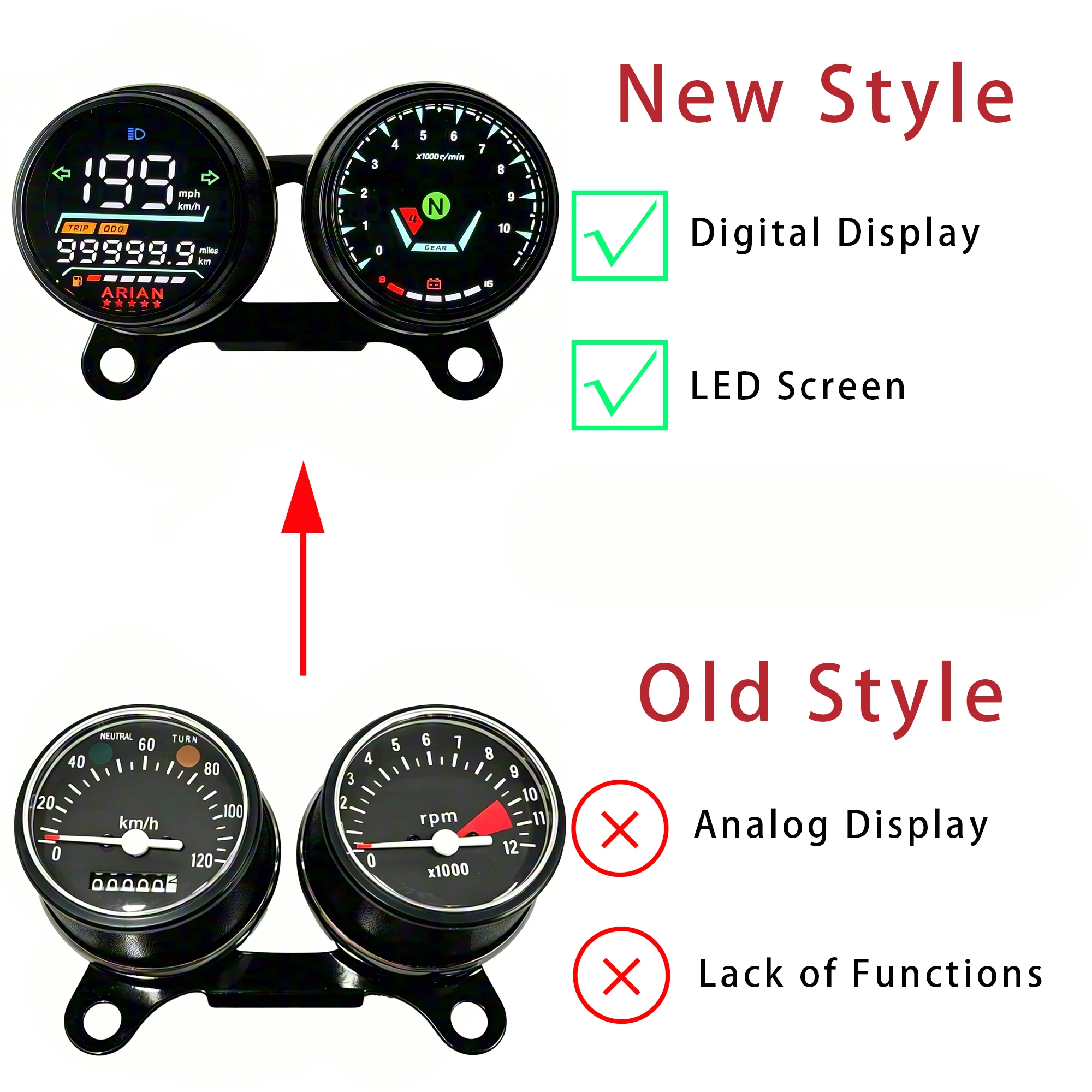New LED Digital Screen Display Motorcycle Accessories Speedometer Moto Tachometer Dashboard for Honda CB125 CB 125 CG Moto