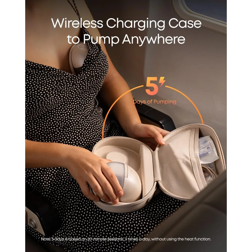 Heated Wearable Breast Pump Hands-Free with HeatFlow Tech Wireless Charging Case App-Controlled OptiRhythm Hospital Grade