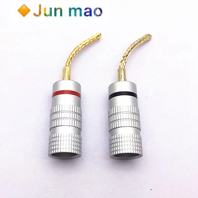 1set Banana plug copper wire braided wire gold plated audio amplifier wiring plug pin speaker plug