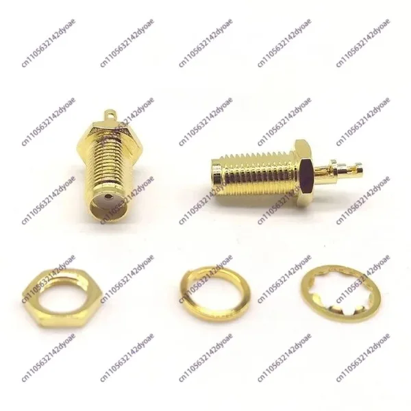 100PCS RPSMA RP-SMA RP SMA Female Splitting Two Windows O-ring Bulkhead Panel Washer Nut Solder 1.13 Cable Brass