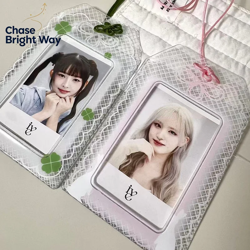 Clover PVC Photocard Holder Cute Card Sleeve Photo Frame Idol Card Storage Clip
