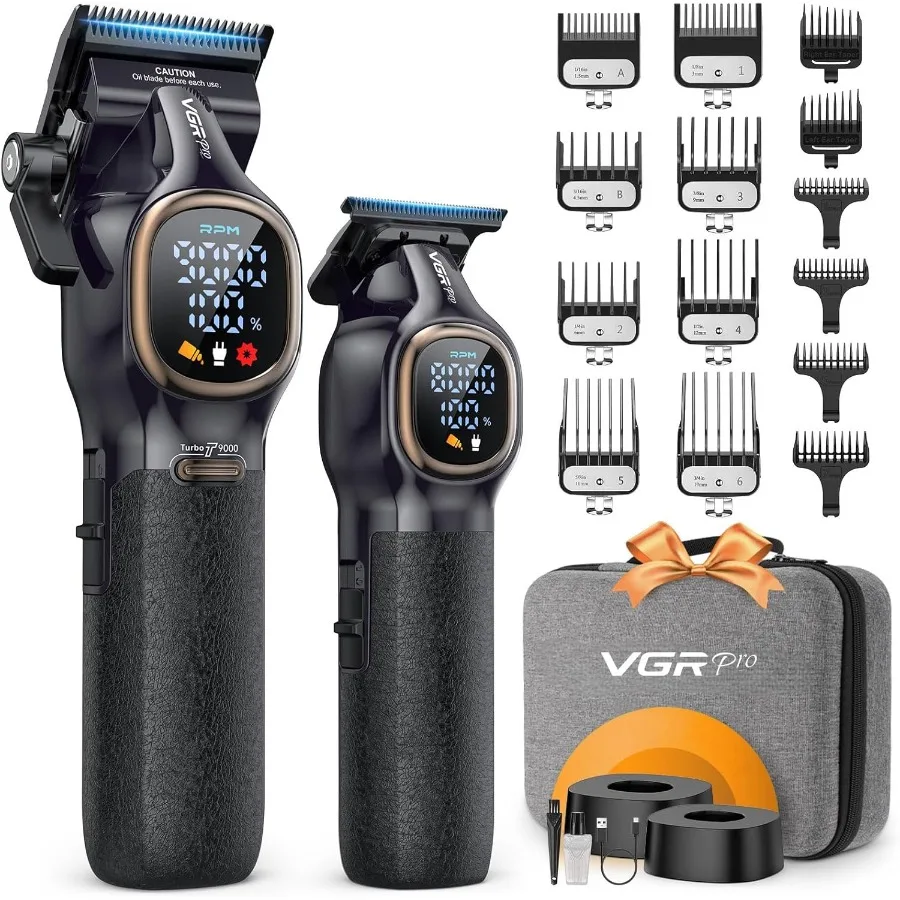 

Cordless Professional Hair Clippers for Men with 9000 RPM Rechargeable Motor Black Hair Trimmer Set with Storage Case for Home