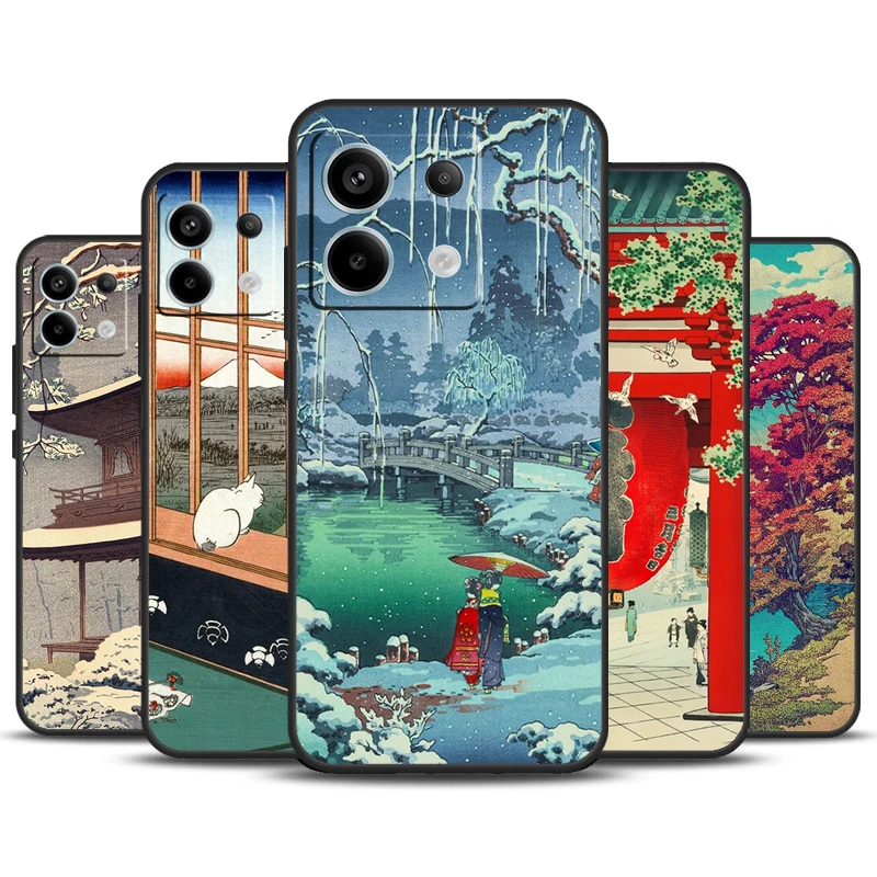 Japanese Ukiyo-e Art Case For Redmi Note 11 12 13 Pro Plus 9 10 10S 11S 12S Redmi 12 9C 10C 12C 13C Back Cover