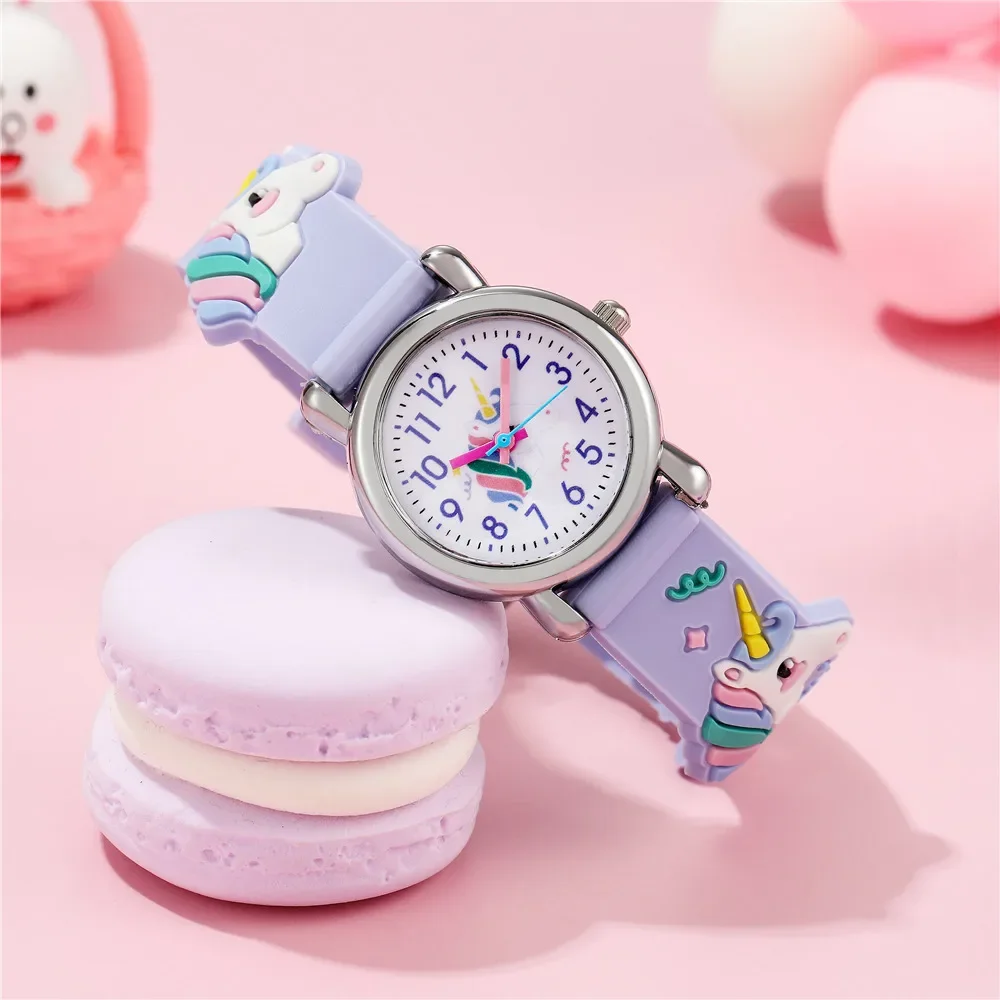 Cute Unicorn Pattern Children's Cartoon Watch Silicone Children's Watch Boys and Girls Cute Cartoon Quartz Watch