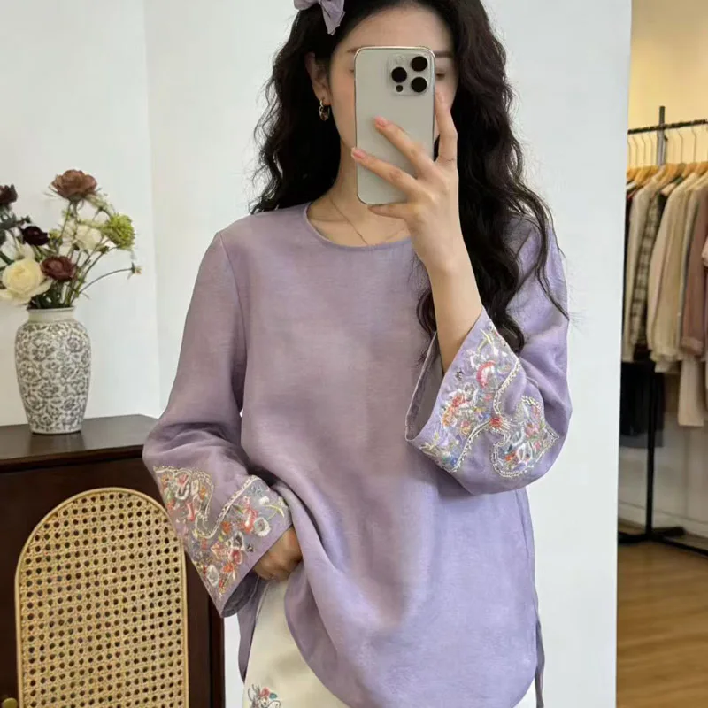 High-end Spring Autumn New  Coat Embroidery Flowers Women Elegant Loose Lady Top S-XXL