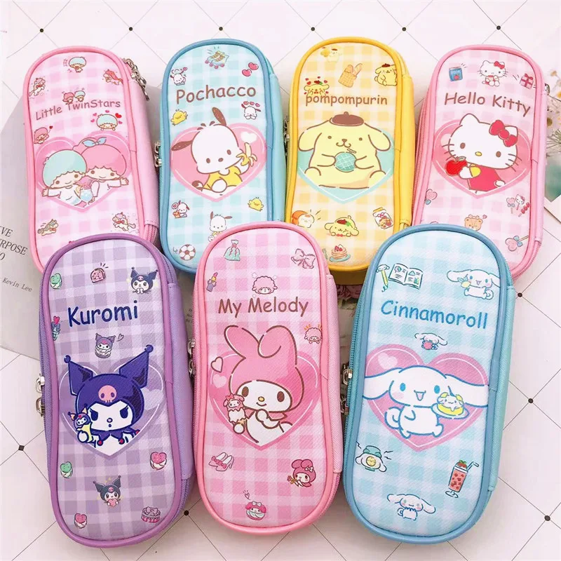 Sanriod Anime Melody Kuromi Cinnamoroll Pencil Case Cartoon Cosmetic Travel Storage Bag Kawaii Maiden Girl Stationery Supplies