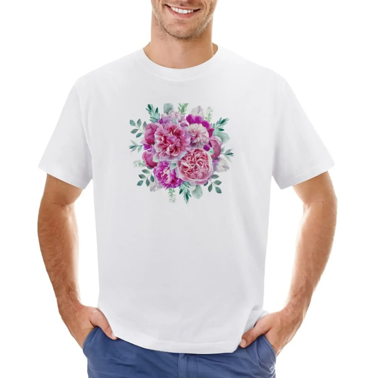 Beautiful soft pink peonies T-Shirt vintage clothes new edition plus sizes summer clothes black t-shirts for men