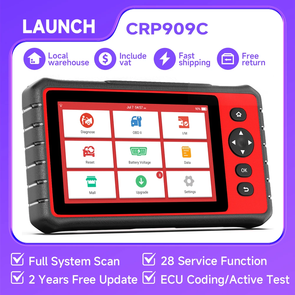 

Launch CRP909C OBD2 Automotive Scanner Car Diagnostic Tool ECU Coding Active Test IMMO D-P-F Car Diagnostic Tool OBD2 Scanner