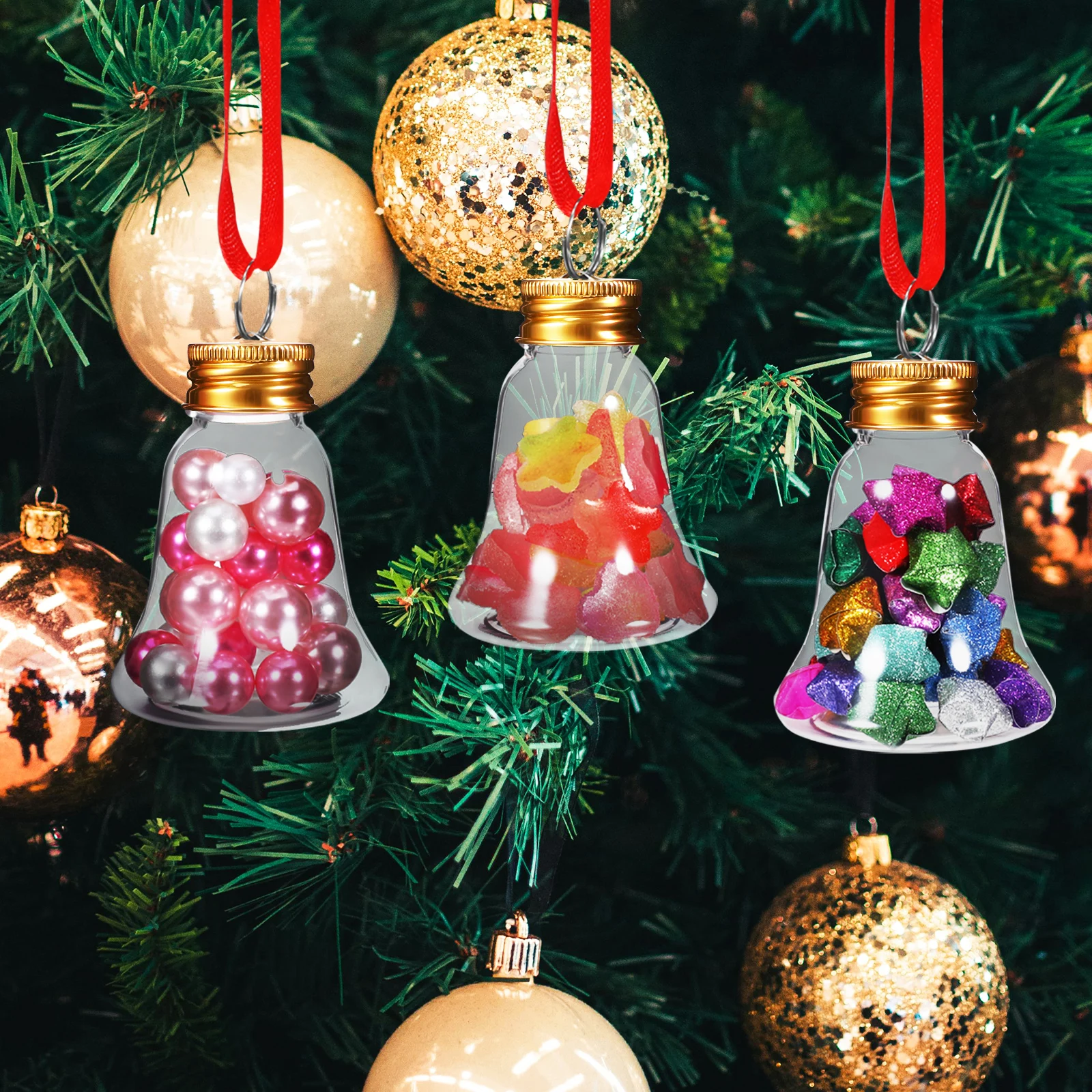 

12Pcs Clear Fillable Baubles Christmas Ornaments Set Plastic DIY Drink Balls for Holiday Home Decoration Festive Craft Display