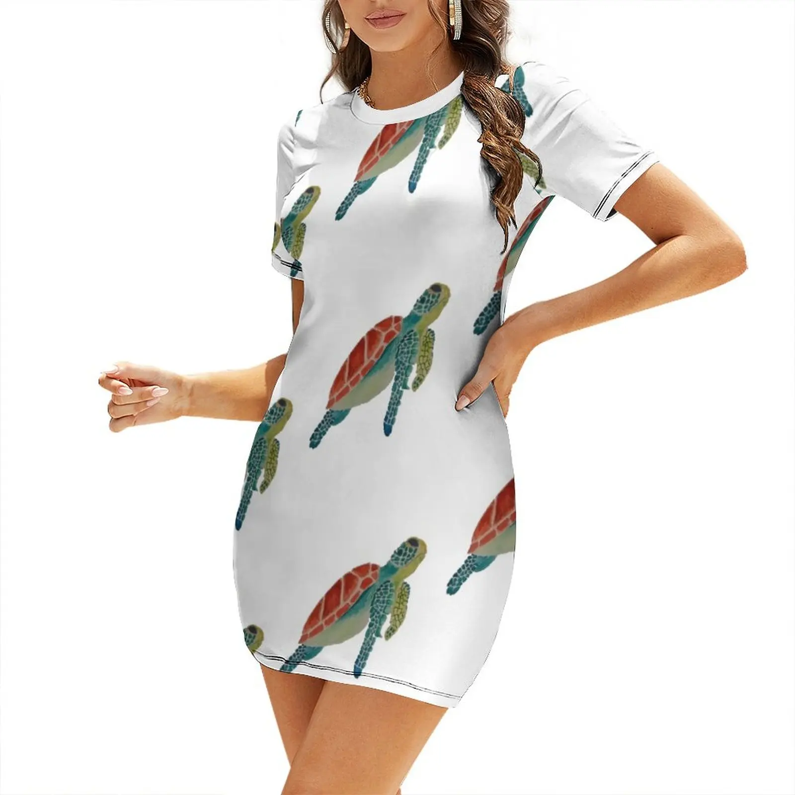 

Sea Turtle Short Sleeved Dress summer dresses ladies 2025 Evening gown