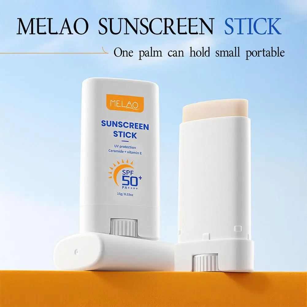 Portable Sun Protection Stick SPF50+ PA++++ 15g, Light Texture Ceramide Vitamin E Antioxidant UV Block for Face & Body Outdoor