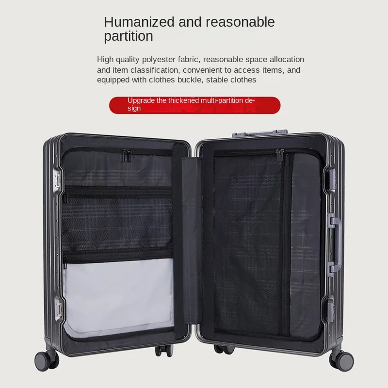 2024 New Wide Trolley Suitcase Large Capacity Luggage 20/22/24/26 Inch Universal wheel  Aluminium Frame Password Suitcase