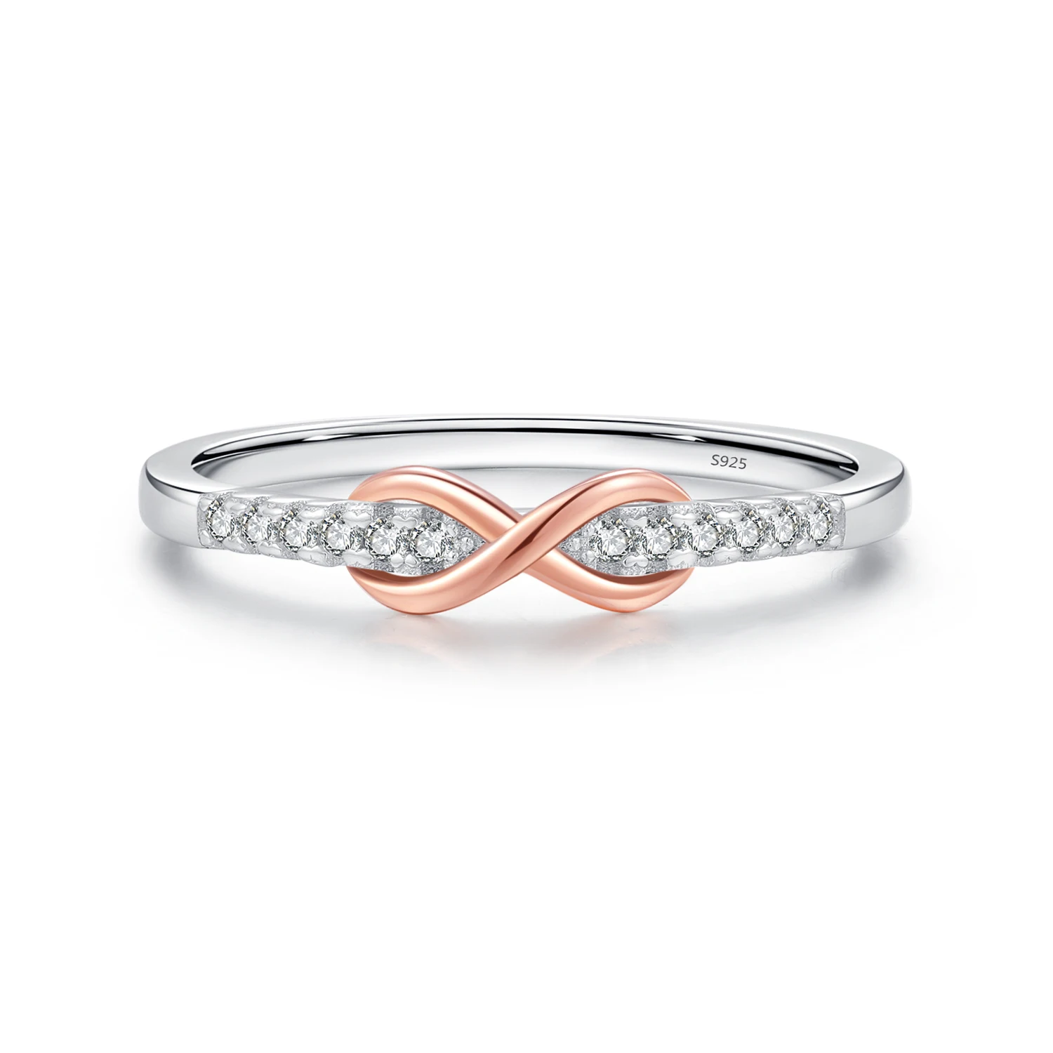 S925 Sterling Silver Unlimited Love Color Separation Fashion Ring Women's Romantic Simple