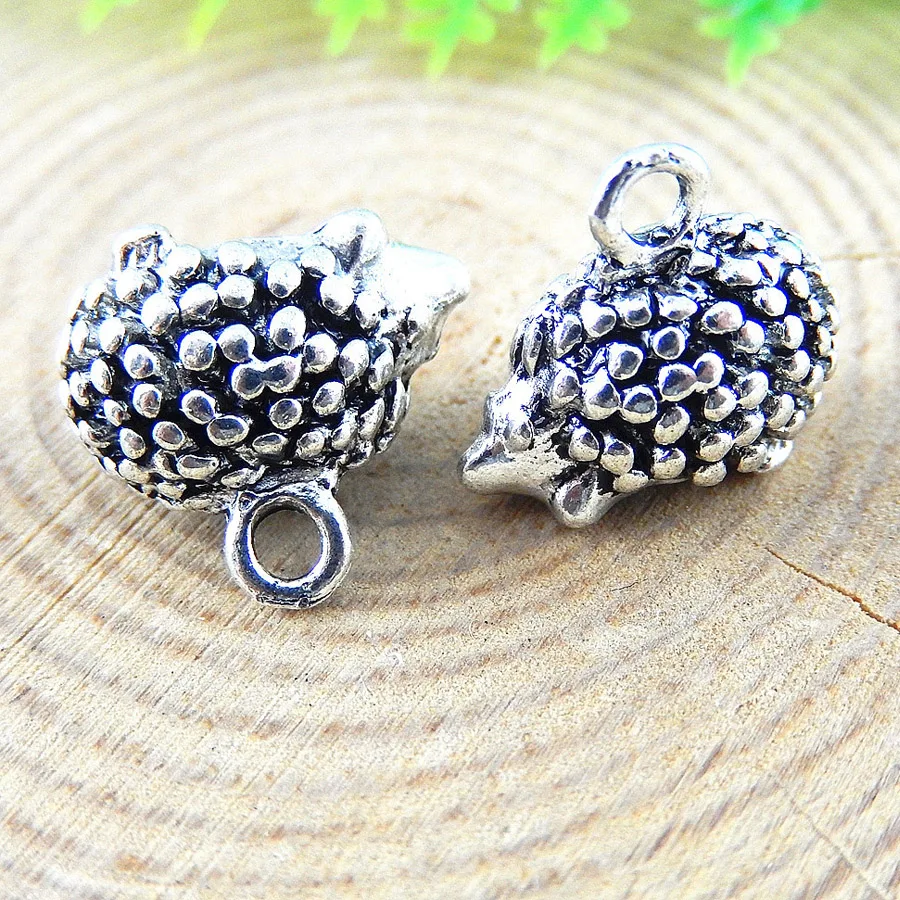Julie Wang 10pcs Alloy Hedgehog Charms Antique Silver Color Animal Necklace Pendants Earrings Findings Jewelry Making Accessory