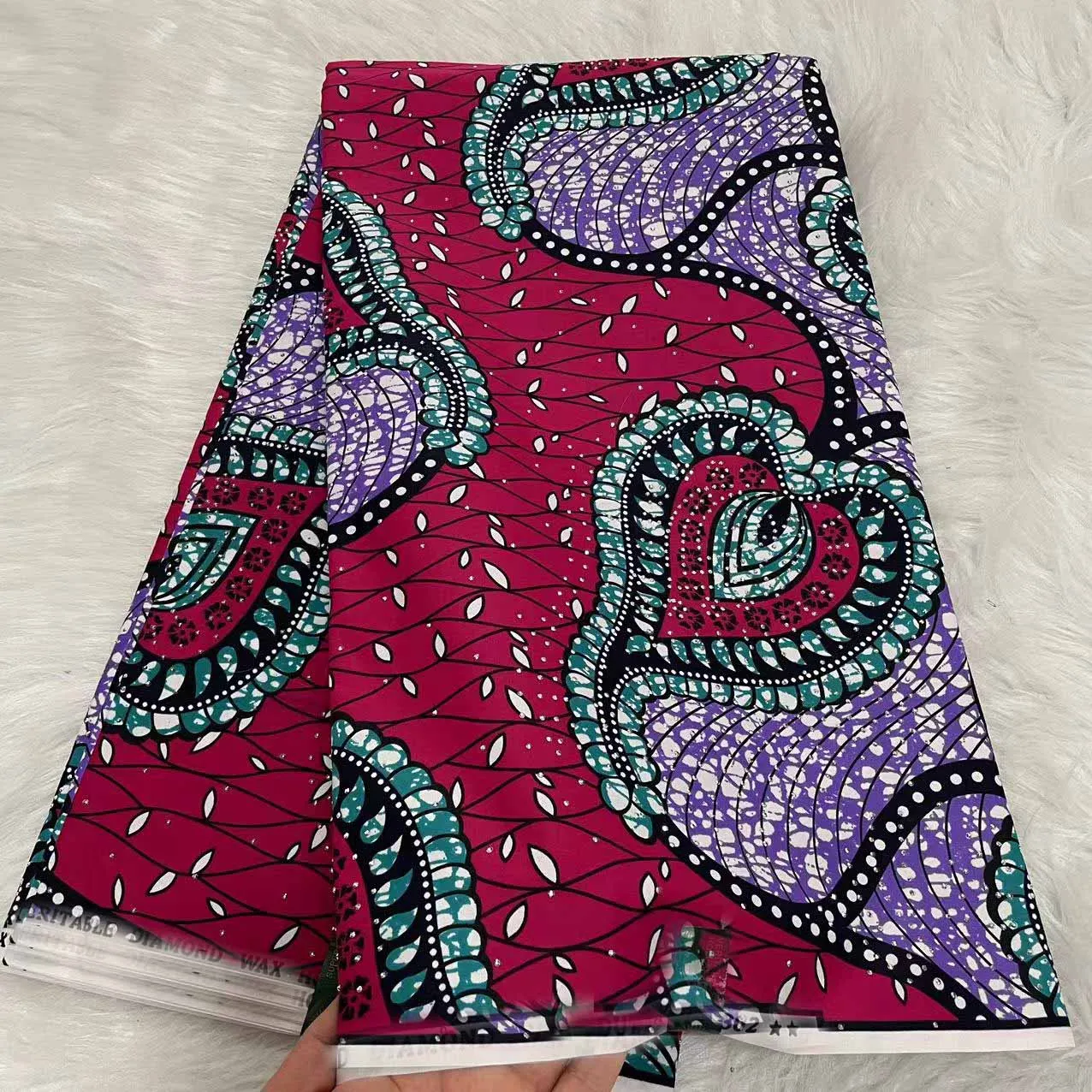 Nigerian Lace Fabric 2024 High Quality Ankara Fabrics African Real Wax With Stones 6 Yards Garment Sewing Lady Dress Clothes