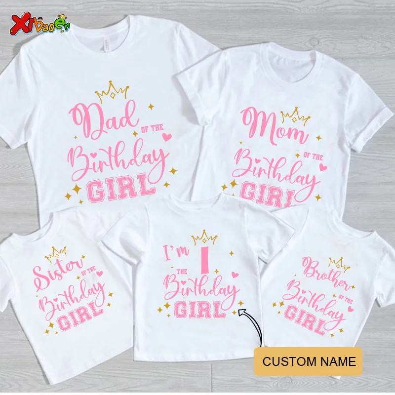 Girl Princess Birthday T Shirt Crown Family Matching Outfits for Birthday Party Butterfly T Shirts Girl Outfits Kids Custom Name