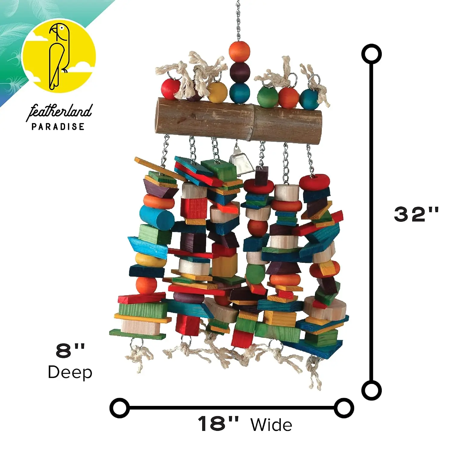 | Extra Large Hanging Bamboo Log Bird Cage Toy with Bell | Bird Toy for Extra Large Birds (Giant)
